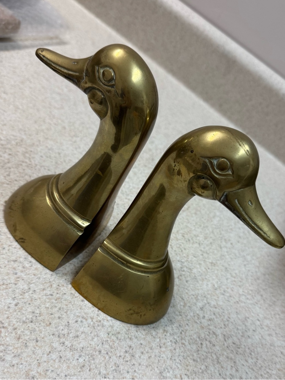 Vintage Brass Duck Head Bookends - Pair
